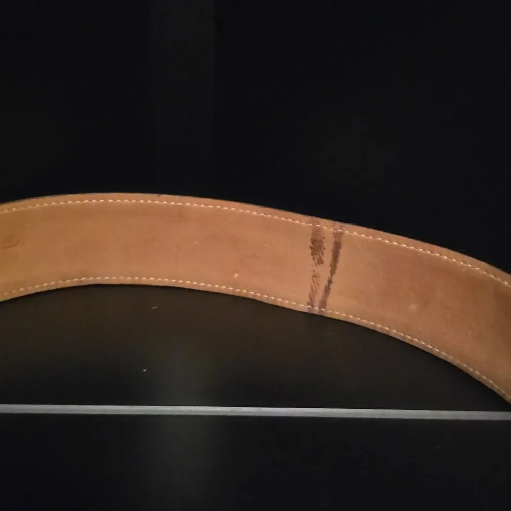 Women's Brown and White Cow Hide Leather Belt. 34' Inch.